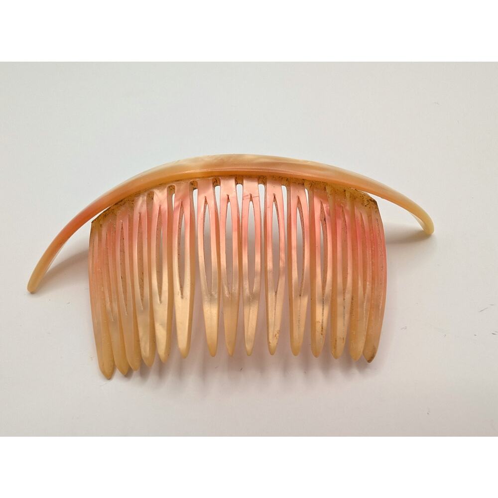 1950s Vintage French NO‑FLAM Hair Comb Amber Tortoiseshell Retro Updo Hair Clip